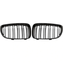 BMW 1-Serie E87 2007-2011 Dubbelribbad Blanksvart Sportgrill / Njurar Performance-Look